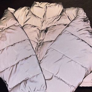 gray reflective puffer jacket